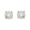 DIAMONDMUSE DIAMOND MUSE 0.10 CTTW YELLOW GOLD OVER STERLING SILVER ROUND COMPOSITE DIAMOND STUD EARRINGS FOR WO