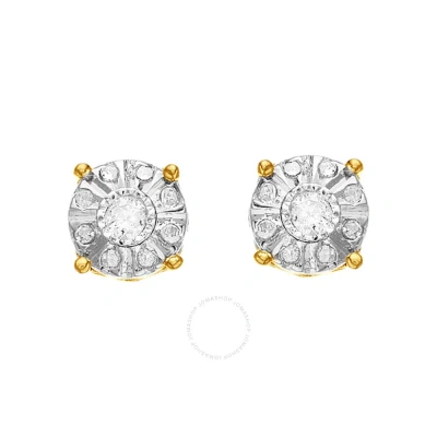 Diamondmuse Diamond Muse 0.10 Cttw Yellow Gold Over Sterling Silver Round Composite Diamond Stud Earrings For Wo