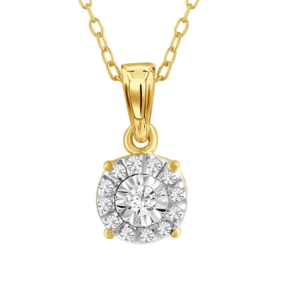 Diamondmuse Diamond Muse 0.10 Cttw Yellow Gold Over Sterling Silver Round Diamond Stud Necklace For Women