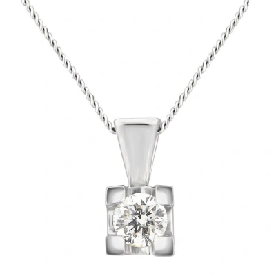 Diamondmuse Diamond Muse 0.15 Cttw 14kt White Gold Diamond Pendant Necklace For Women In Metallic