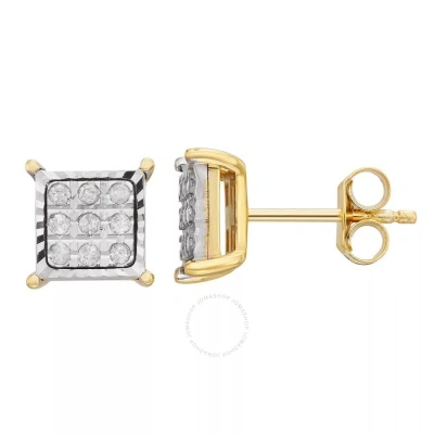 Diamondmuse Diamond Muse 0.15 Cttw Yellow Gold Over Sterling Silver Square Diamond Stud Earrings