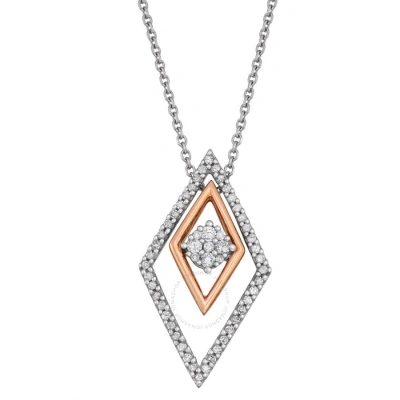 Diamondmuse Diamond Muse 0.20 Cttw 10kt White Gold Double Frame Diamond Pendant Necklace For Women