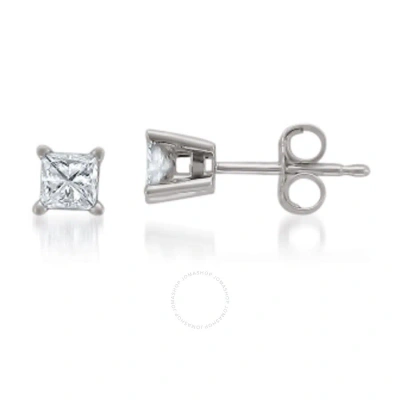 Diamondmuse Diamond Muse 0.20 Cttw 14kt White Gold Princess Cut Diamond Stud Earrings For Women In Metallic
