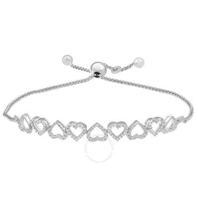Diamondmuse Diamond Muse 0.20 Cttw Diamond Heart Bolo Bracelet For Women In Metallic