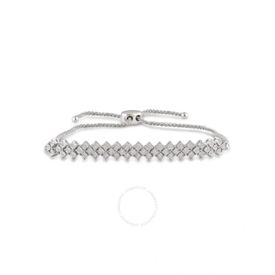 Diamondmuse Diamond Muse 0.20 Cttw White Gold Over Sterling Silver Diamond Accent Bolo Bracelet For Women In Metallic