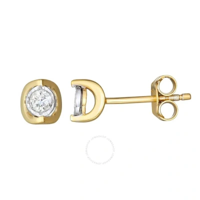 Diamondmuse Diamond Muse 0.20 Cttw Yellow Gold Over Sterling Silver Diamond Bezel Stud Earrings
