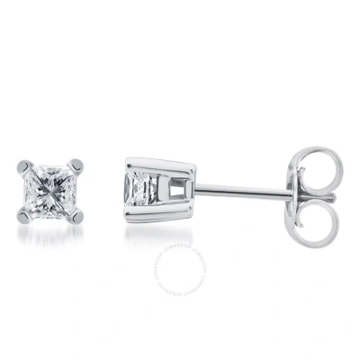 Diamondmuse Diamond Muse 0.25 Cttw 10kt White Gold Solitaire Diamond Stud Earrings For Women In Metallic