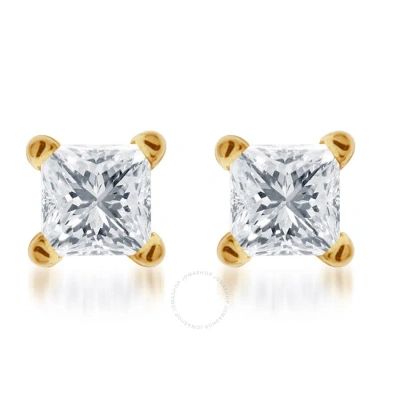 Diamondmuse Diamond Muse 0.25 Cttw 10kt Yellow Gold Solitaire Diamond Stud Earrings For Women