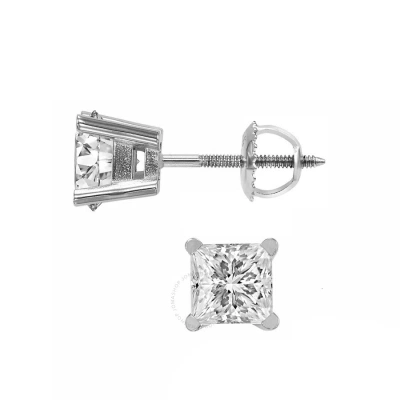 Diamondmuse Diamond Muse 0.25 Cttw 14kt White Gold Princess Cut Diamond Stud Earrings For Women
