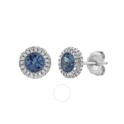Diamondmuse Diamond Muse 0.25 Cttw 14kt White Gold Tanzanite Gemstone Round Cut Diamond Stud Earrings For Women In Blue