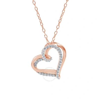 Diamondmuse Diamond Muse 0.25 Cttw Pink Gold Over Sterling Silver Heart Necklace For Women