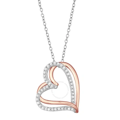 Diamondmuse Diamond Muse 0.25 Cttw Pink Gold Over Sterling Silver Heart Necklace For Women In Green
