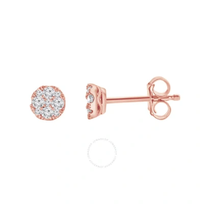 Diamondmuse Diamond Muse 0.25 Cttw Rose Gold Over Sterling Silver Cluster Diamond Stud Earrings For Women In Pink