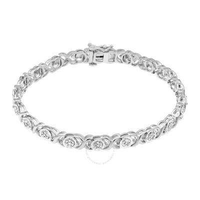 Diamondmuse Diamond Muse 0.25 Cttw Sterling Silver Cross Link Diamond Bracelet For Women In White