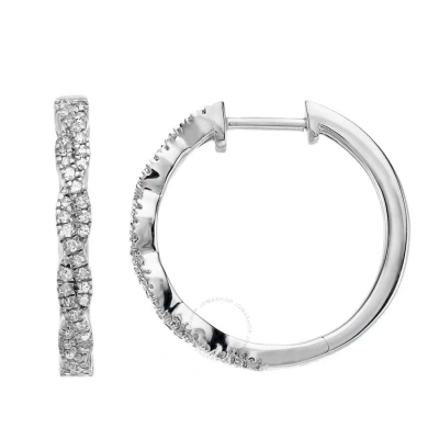 Diamondmuse Diamond Muse 0.25 Cttw Sterling Silver Diamond Swirl Hoop Earrings In White