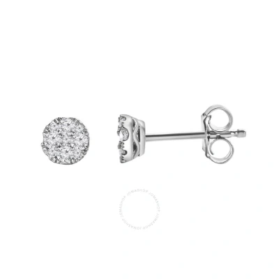 Diamondmuse Diamond Muse 0.25 Cttw White Gold Over Sterling Silver Cluster Diamond Stud Earrings For Women In Metallic