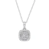 Diamondmuse Diamond Muse 0.25 Cttw White Gold Over Sterling Silver Cushion Frame Necklace For Women In White