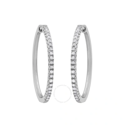 Diamondmuse Diamond Muse 0.25 Cttw White Gold Over Sterling Silver Diamond Hoop Earrings For Women In Metallic