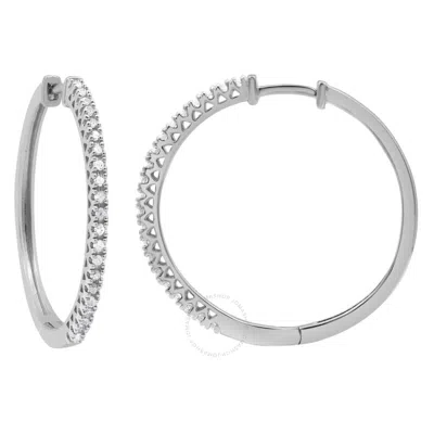Diamondmuse Diamond Muse 0.25 Cttw White Gold Over Sterling Silver Diamond Hoop Earrings For Women