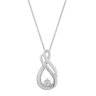 Diamondmuse Diamond Muse 0.25 Cttw White Gold Over Sterling Silver Diamond Teardrop Necklace For Women In Metallic