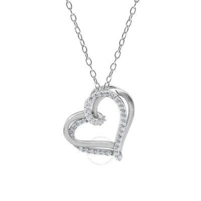 Diamondmuse Diamond Muse 0.25 Cttw White Gold Over Sterling Silver Heart Necklace For Women In Metallic