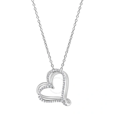Diamondmuse Diamond Muse 0.25 Cttw White Gold Over Sterling Silver Heart Necklace For Women In Metallic