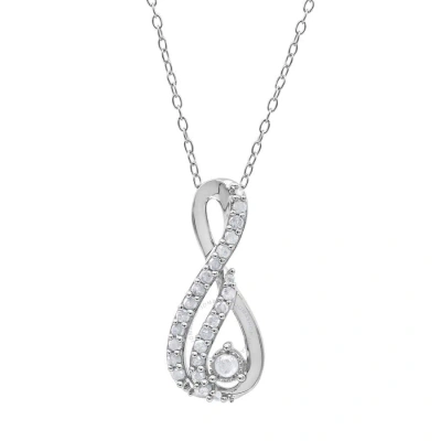 Diamondmuse Diamond Muse 0.25 Cttw White Gold Over Sterling Silver Infinity Teardrop Necklace For Women In Metallic