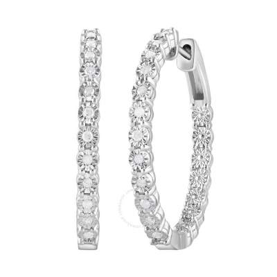 Diamondmuse Diamond Muse 0.25 Cttw White Gold Over Sterling Silver Inside Out Diamond Hoop Earrings For Women