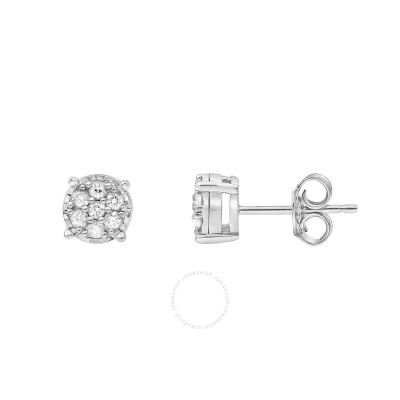 Diamondmuse Diamond Muse 0.25 Cttw White Gold Over Sterling Silver Miracle Plated Diamond Stud Earrings For Wome