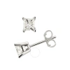 DIAMONDMUSE DIAMOND MUSE 0.25 CTTW WHITE GOLD OVER STERLING SILVER PRINCESS-CUT SOLITARE STUD EARRINGS FOR WOMEN