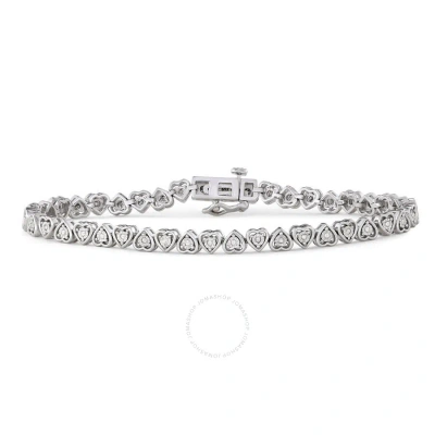 Diamondmuse Diamond Muse 0.25 Cttw White Gold Over Sterling Silver Swirl Tennis Bracelet For Women In Metallic