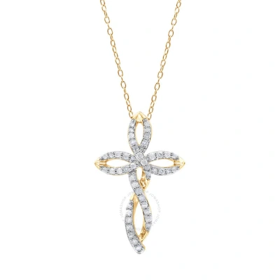 Diamondmuse Diamond Muse 0.25 Cttw Yellow Gold Over Sterling Silver Diamond Cross Necklace For Women