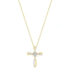 DIAMONDMUSE DIAMOND MUSE 0.25 CTTW YELLOW GOLD OVER STERLING SILVER DIAMOND CROSS NECKLACE FOR WOMEN