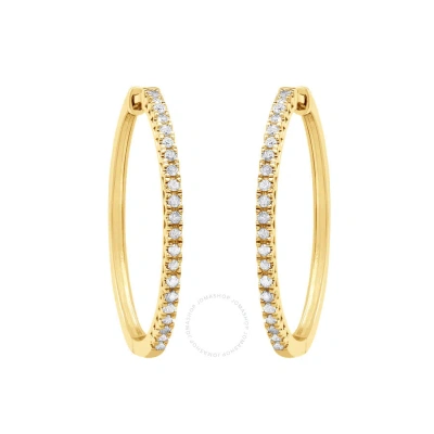 Diamondmuse Diamond Muse 0.25 Cttw Yellow Gold Over Sterling Silver Diamond Hoop Earrings For Women