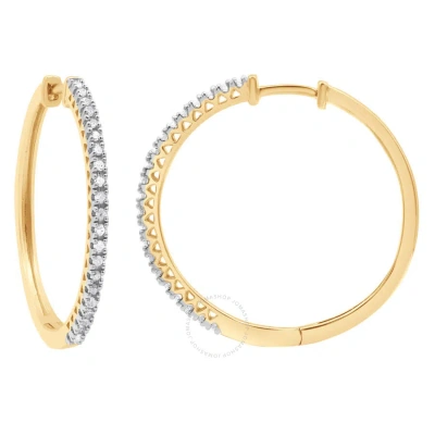 Diamondmuse Diamond Muse 0.25 Cttw Yellow Gold Over Sterling Silver Diamond Hoop Earrings For Women