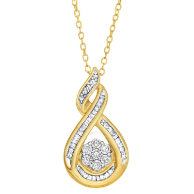 Diamondmuse Diamond Muse 0.25 Cttw Yellow Gold Over Sterling Silver Diamond Teardrop Necklace For Women