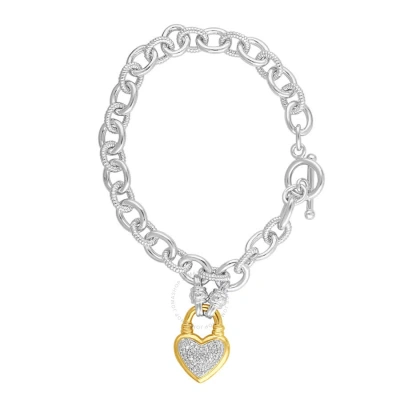 Diamondmuse Diamond Muse 0.25 Cttw Yellow Gold Over Sterling Silver Heart Toggle Bracelet For Women In Metallic
