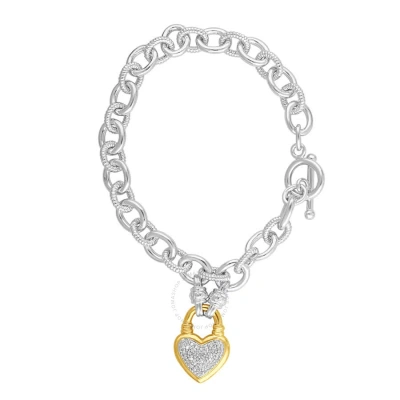 Diamondmuse Diamond Muse 0.25 Cttw Yellow Gold Over Sterling Silver Heart Toggle Bracelet For Women In White