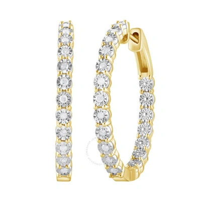 Diamondmuse Diamond Muse 0.25 Cttw Yellow Gold Over Sterling Silver Inside Out Diamond Hoop Earrings For Women
