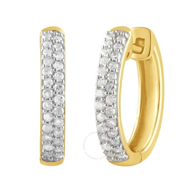 Diamondmuse Diamond Muse 0.25 Cttw Yellow Gold Over Sterling Silver Round Cut Diamond Hoop Earrings For Women