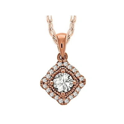 Diamondmuse Diamond Muse 0.30 Cttw 10kt Rose Gold Round Diamond Pendant Necklace For Women In Pink