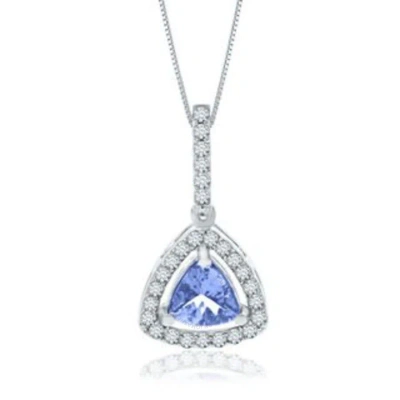 Diamondmuse Diamond Muse 0.30 Cttw 14kt White Gold Tanzanite Diamond Accent Pendant Neckalce For Women In Metallic