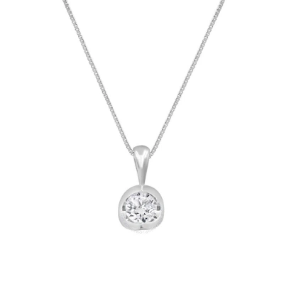 Diamondmuse Diamond Muse 0.32 Cttw 14kt White Gold Round Cut Diamond Pendant Necklace For Women In Metallic