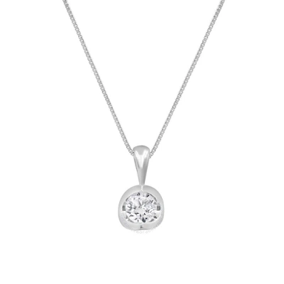 Diamondmuse Diamond Muse 0.32 Cttw 14kt White Gold Round Cut Diamond Pendant Necklace For Women