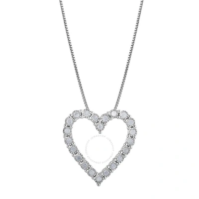 Diamondmuse Diamond Muse 0.33 Cttw White Gold Over Sterling Silver Open Heart Necklace For Women
