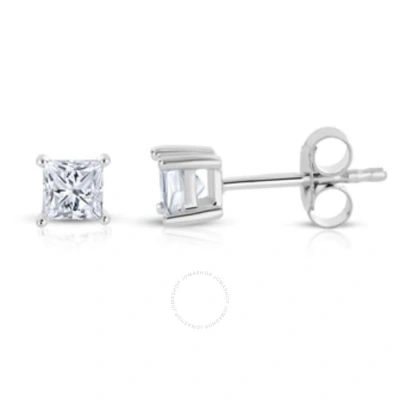 Diamondmuse Diamond Muse 0.40 Cttw 14kt White Gold Princess Cut Diamond Stud Earrings For Women In Metallic