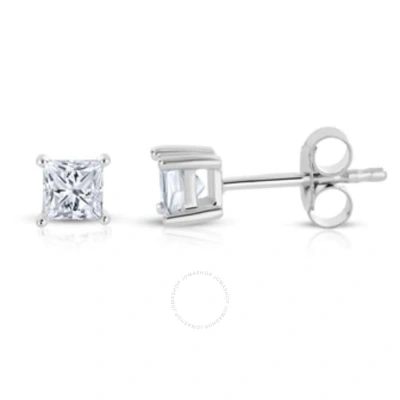Diamondmuse Diamond Muse 0.40 Cttw 14kt White Gold Princess Cut Diamond Stud Earrings For Women