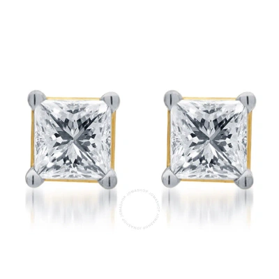 Diamondmuse Diamond Muse 0.50 Cttw 10kt Gold Princess Cut Diamond Stud Earrings For Women In White