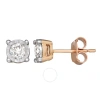 Diamondmuse Diamond Muse 0.50 Cttw 10kt Rose Gold Round Cut Diamond Stud Earrings For Women In Pink