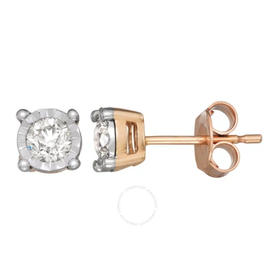 Diamondmuse Diamond Muse 0.50 Cttw 10kt Rose Gold Round Cut Diamond Stud Earrings For Women In Pink